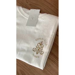 Camisa Catolica Unissex Totus Tuus Maria Blusa Estampada 100% Algodão Nossa Senhora