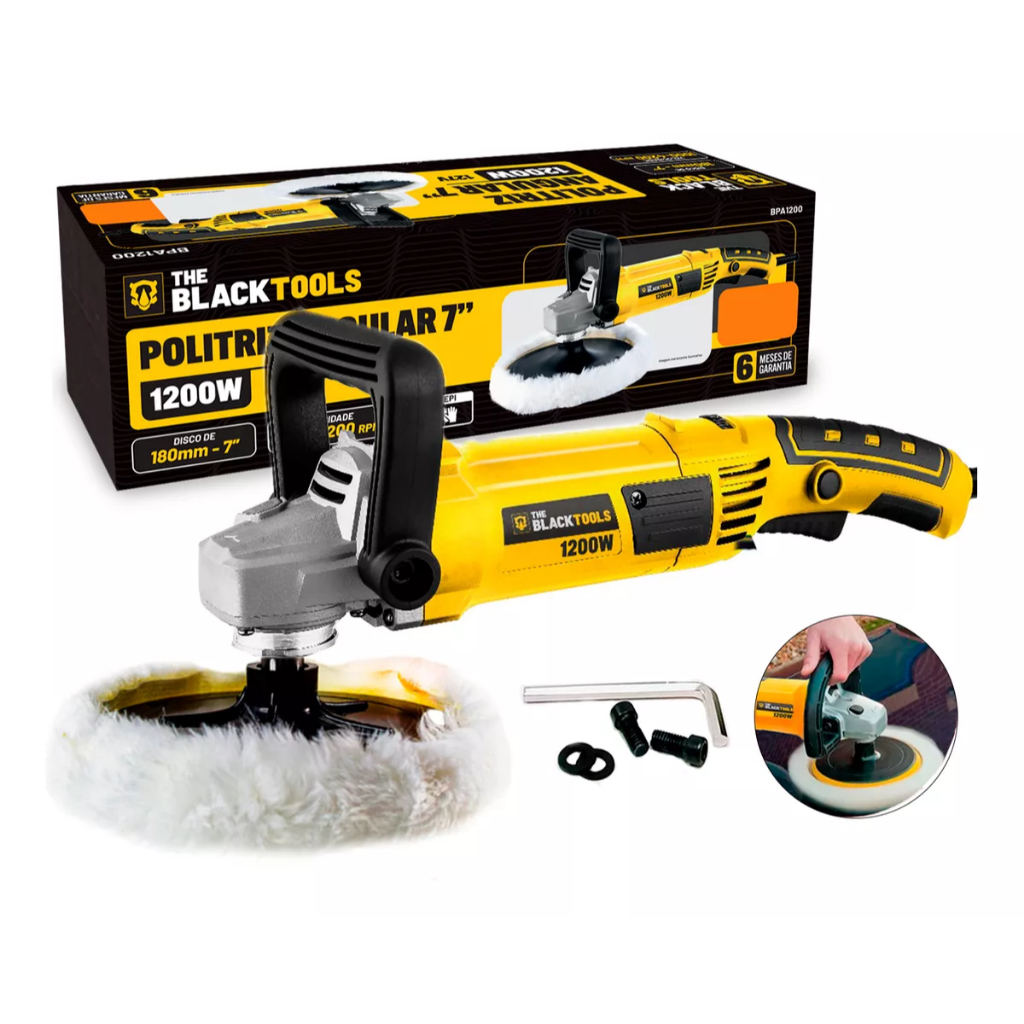 Politriz Lixadeira 1100w 7 Polegadas Automotiva Profission The Black Tools em Oferta na Shopee
