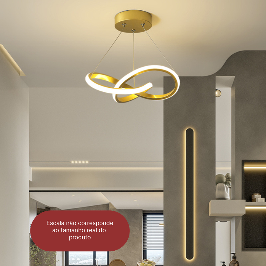 Luminária de Teto Lustre Pendente LED Moderno com Três Cores de Luz para Sala, Quarto, Cozinha e Ambientes Internos