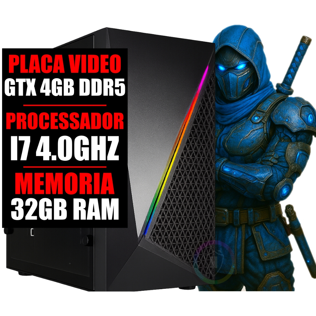 Pc Gamer Intel I7 6 Geração 4.0Ghz / Placa Video Gtx 4gb Ddr5 / 32gb Ram Ddr4 / Ssd 480gb