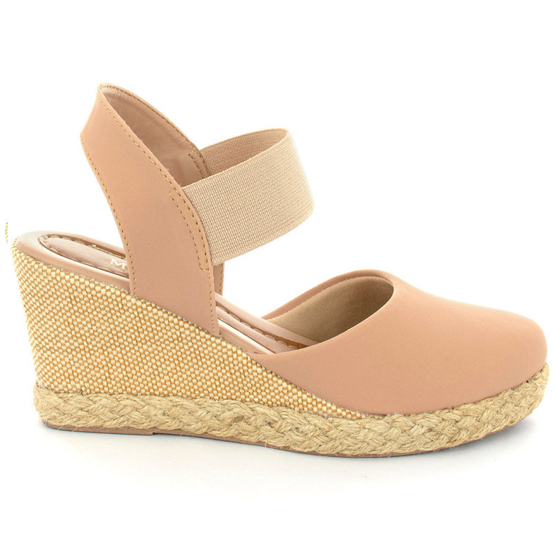 Sandália Feminina Anabela Salto Médio com Fecho em Elástico Moda Modesta Ref: 971