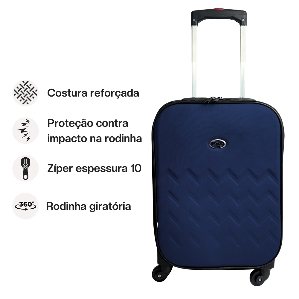Mala de viagem 10kg bordo giratória 360° costura reforçada nacional Grotaferrata — imagem 2 de 2