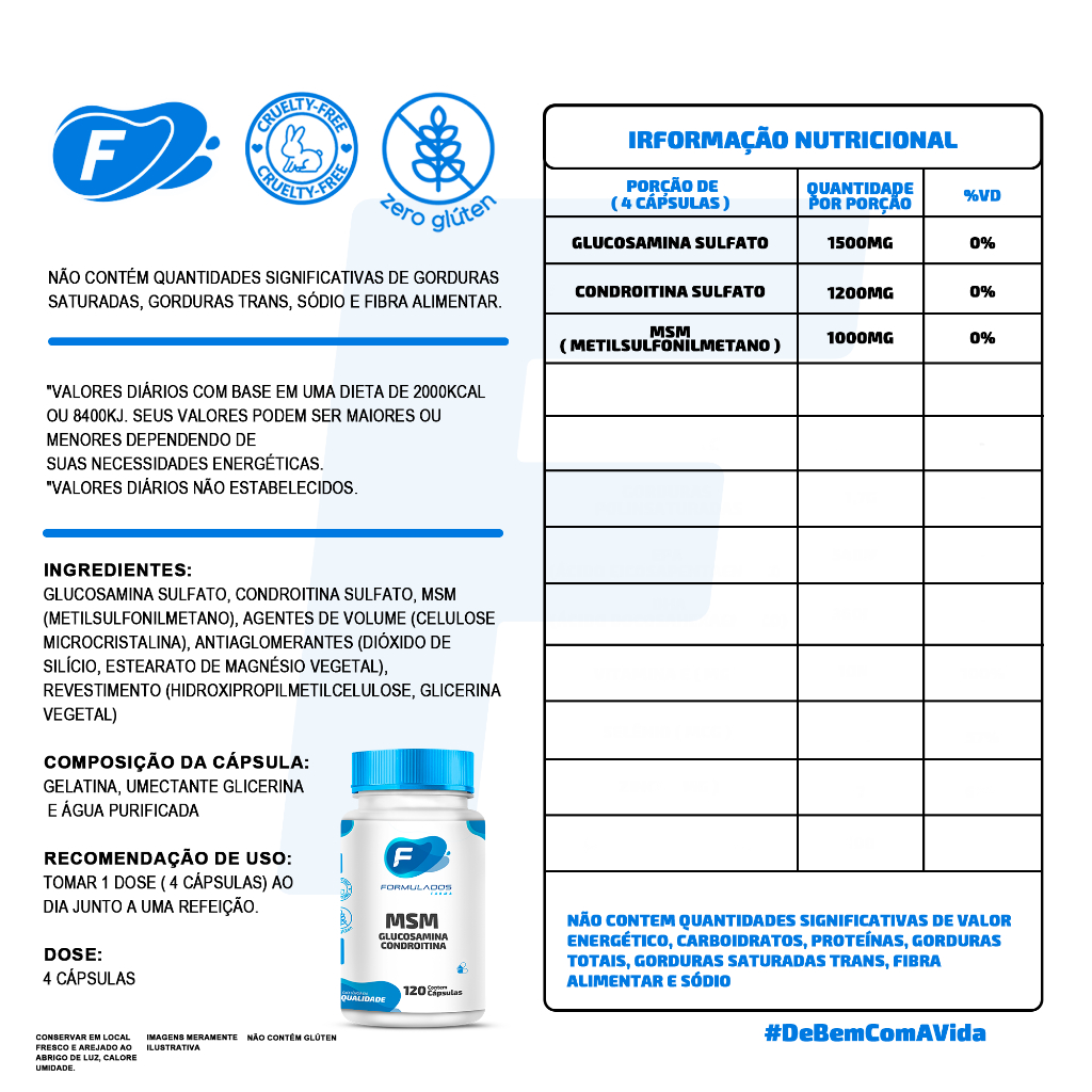 Glucosamina + Condroitina (1500mg + 1200mg) 30 sachês - Sabor laranja ZERO AÇÚCAR