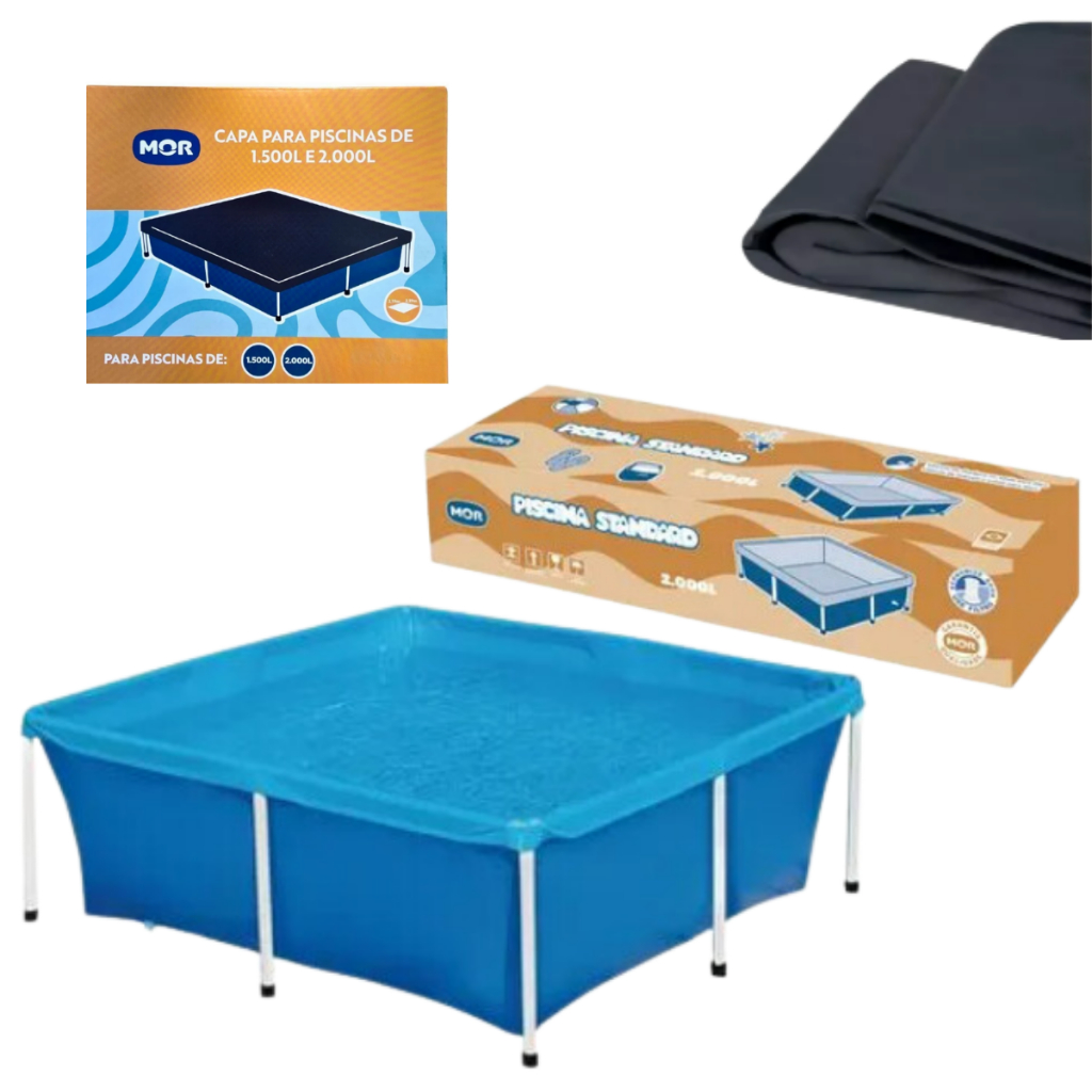 Kit Piscina Estruturada + Capa Standard 2000 Litros Mor em Oferta na Shopee