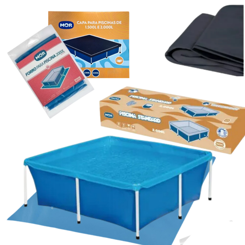 Piscina Infantil 2000 Litros Quadrada Mor + Capa + Forro em Oferta na Shopee
