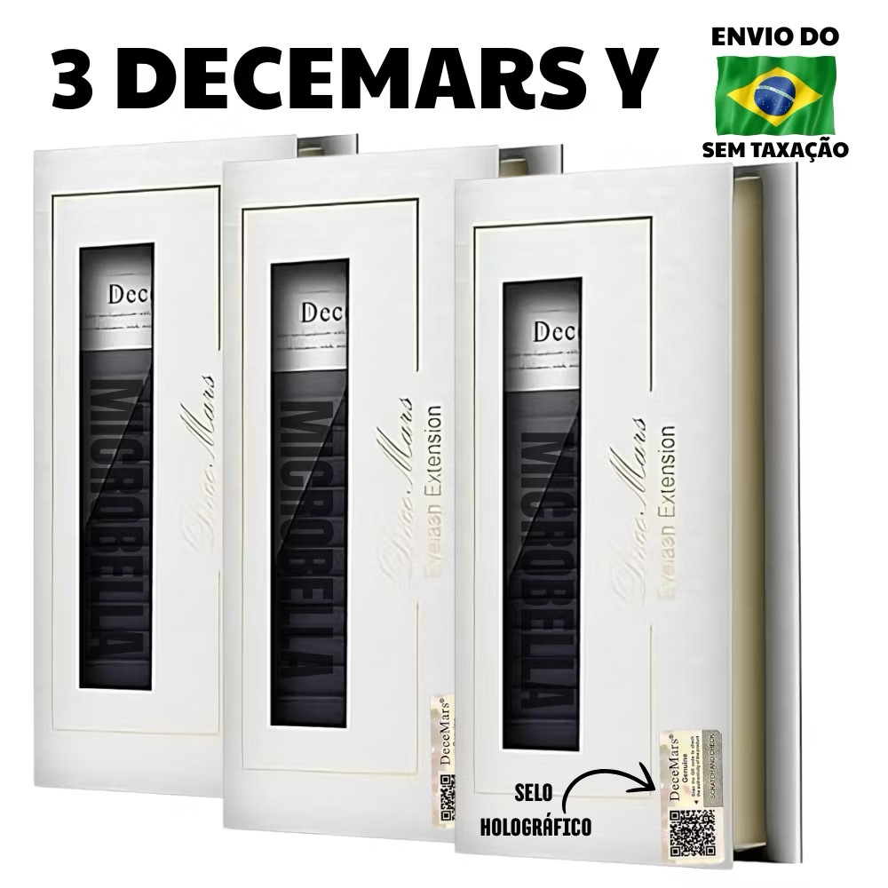 Kit 3 Cílios Decemars Y Volume Brasileiro Alongamento Original Com Selo YY Extensão De Cilios. em Oferta na Shopee