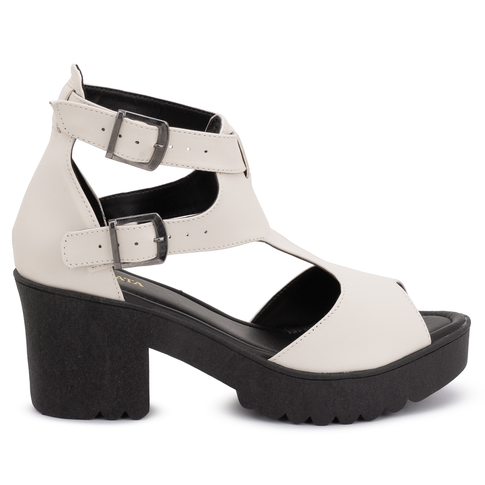 Sandália Feminina Sola Tratorada Block Salto Grosso Bico Aberto Festas Leve Ref: 9001