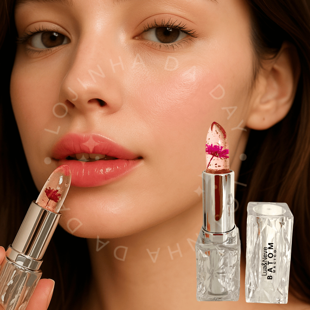 Batom Mágico 24 Horas Flor Longa Duração Hidratante Transparente Lip Balm Cristal Geleia Mudança