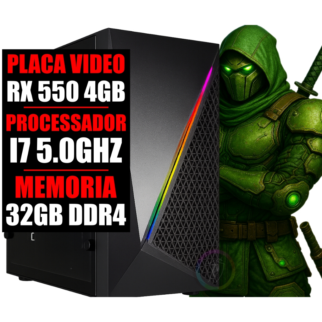 Pc Gamer Intel I7 10 Geração 5.1Ghz / Placa Video Rx 4gb Ddr5 / 32gb Ram Ddr4 /