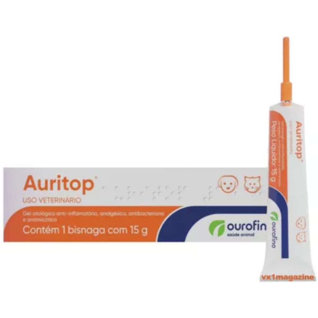 Auritop Gel Otológico Dor Ouvido Aguda Crônica Cães E Gatos