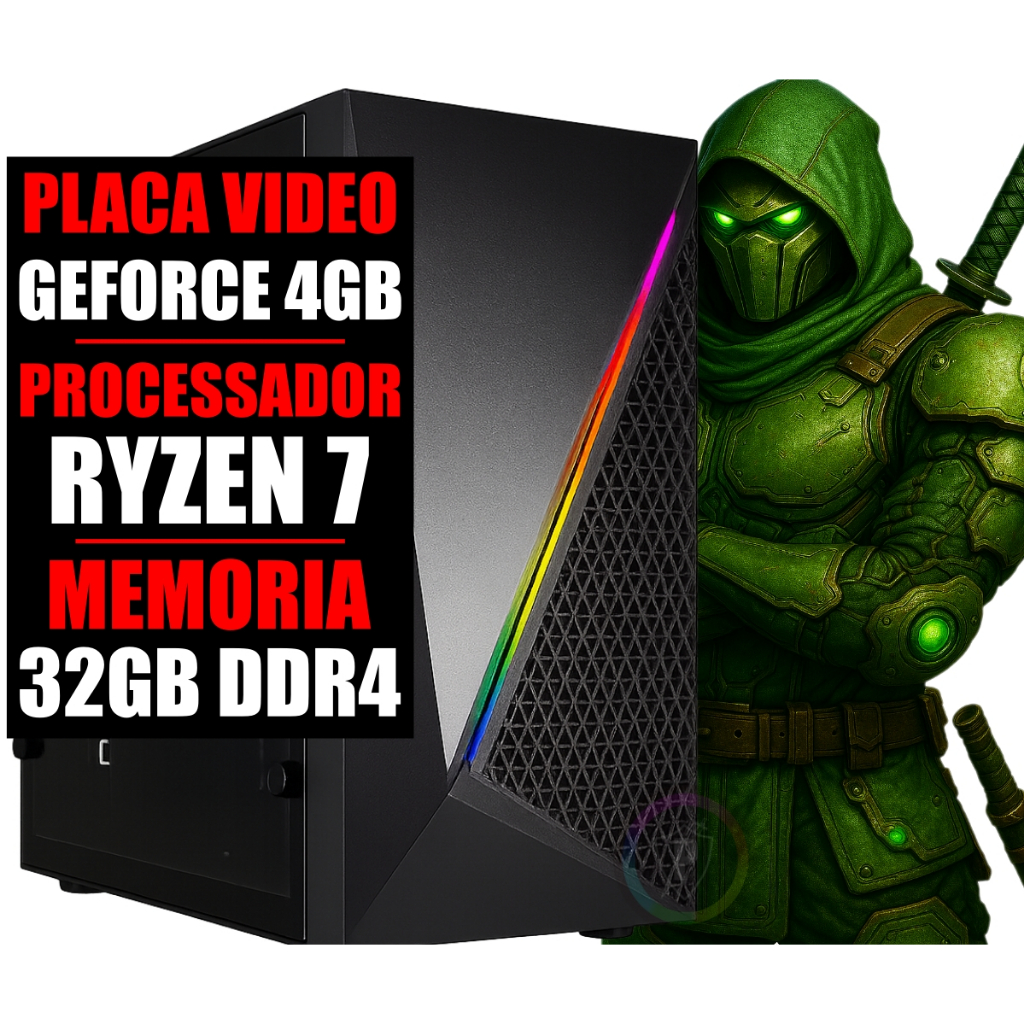 Pc Gamer - Amd Ryzen 7 / Placa Video GeForce 4gb / Ssd 480gb / 32gb Ddr4