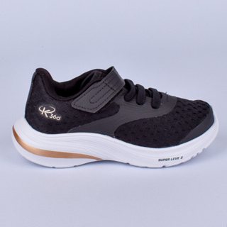 Tênis Infantil K360 Super Leve Preto e Dourado Anti Odor Tec Gel Anatômico Confortável Calce Fácil em Oferta na Shopee