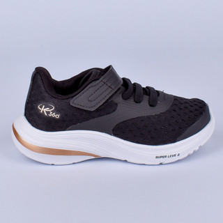Tênis Infantil K360 Super Leve Preto e Dourado Anti Odor Tec Gel Anatômico Confortável Calce Fácil em Oferta na Shopee