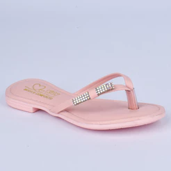 Sandália Rasteira Infantil Kidy Flat Nude com Tereré Menina Juvenil Rasteirinha Com 2 Pulseiras