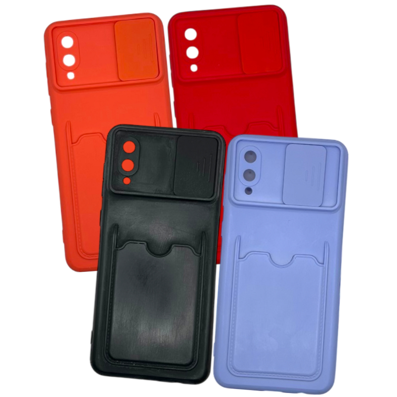 Capinha Capa para Galaxy A02 Case com porta Cartão + Protetor de Camera Seguro Colorida para Samsung