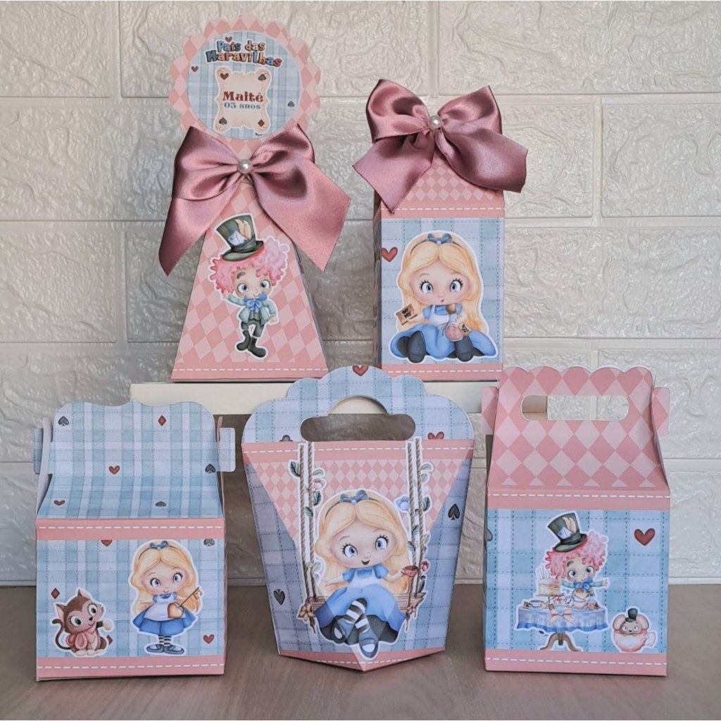 Personalizados Alice País das Maravilhas (PEGUE E MONTE) -Kit Festa -Lembrancinha -Aniversario -Caixinhas Personalizadas