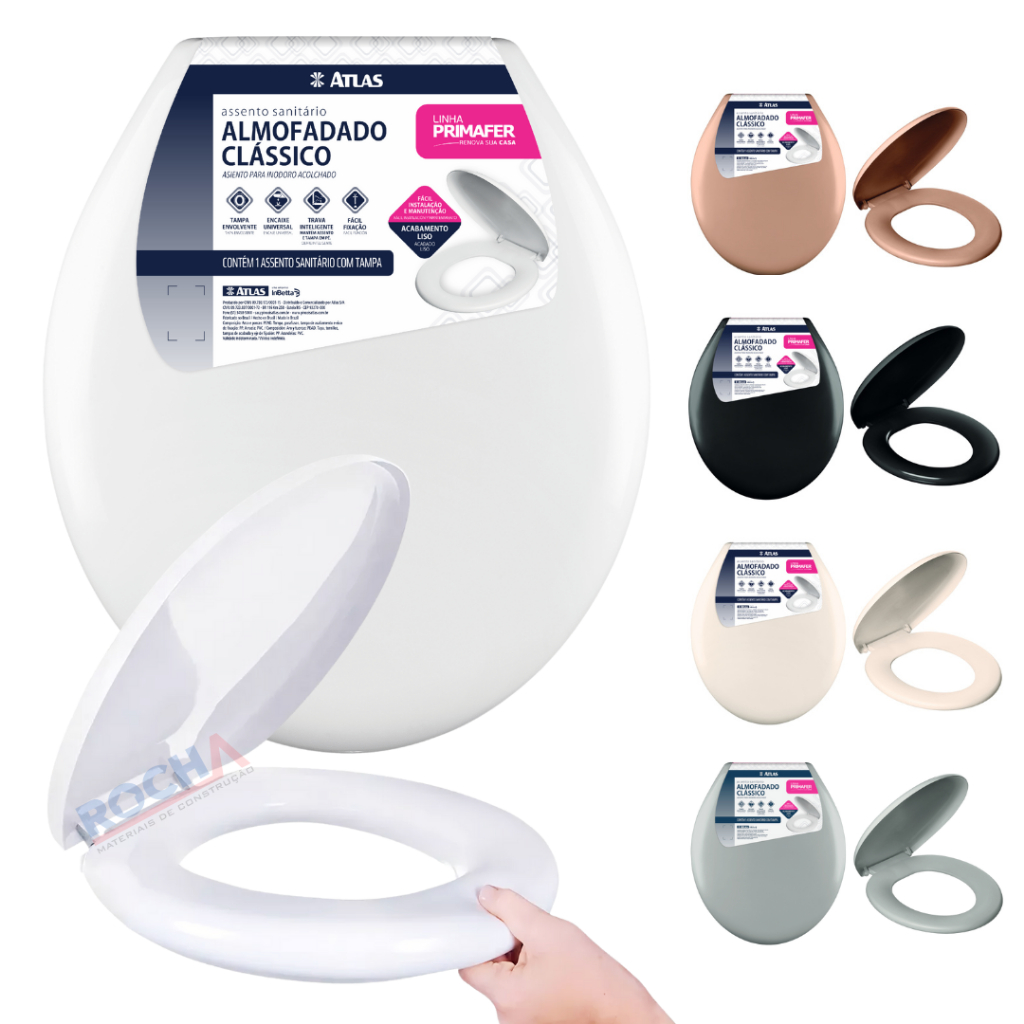 Assento Tampa Vaso Almofadado Tamanho Universal Atlas Primafer Oval em Oferta na Shopee