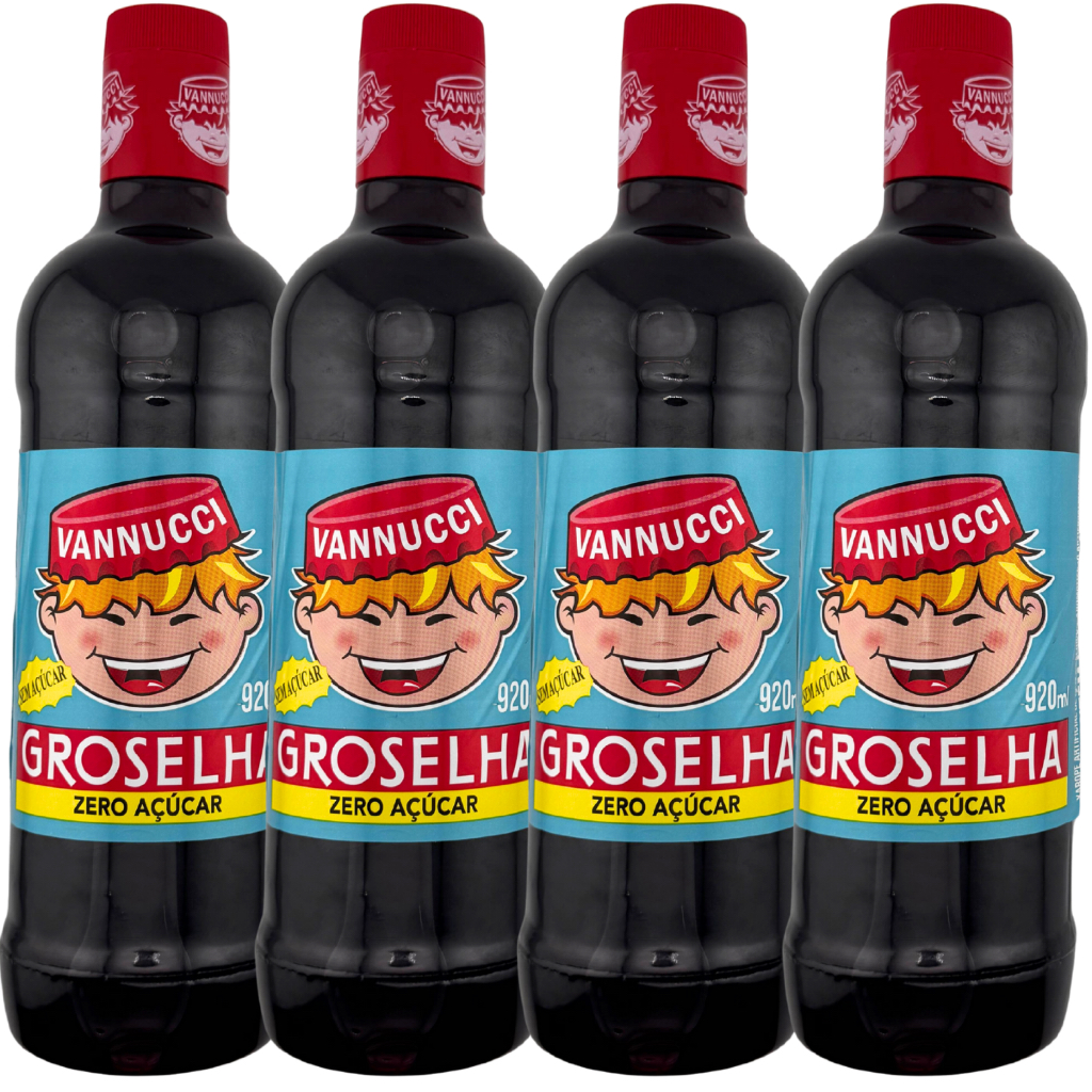 Kit 4 Xarope de Groselha Vannucci Zero Açúcar 920ml Recomendado Para Diabéticos Milkshake em Oferta na Shopee