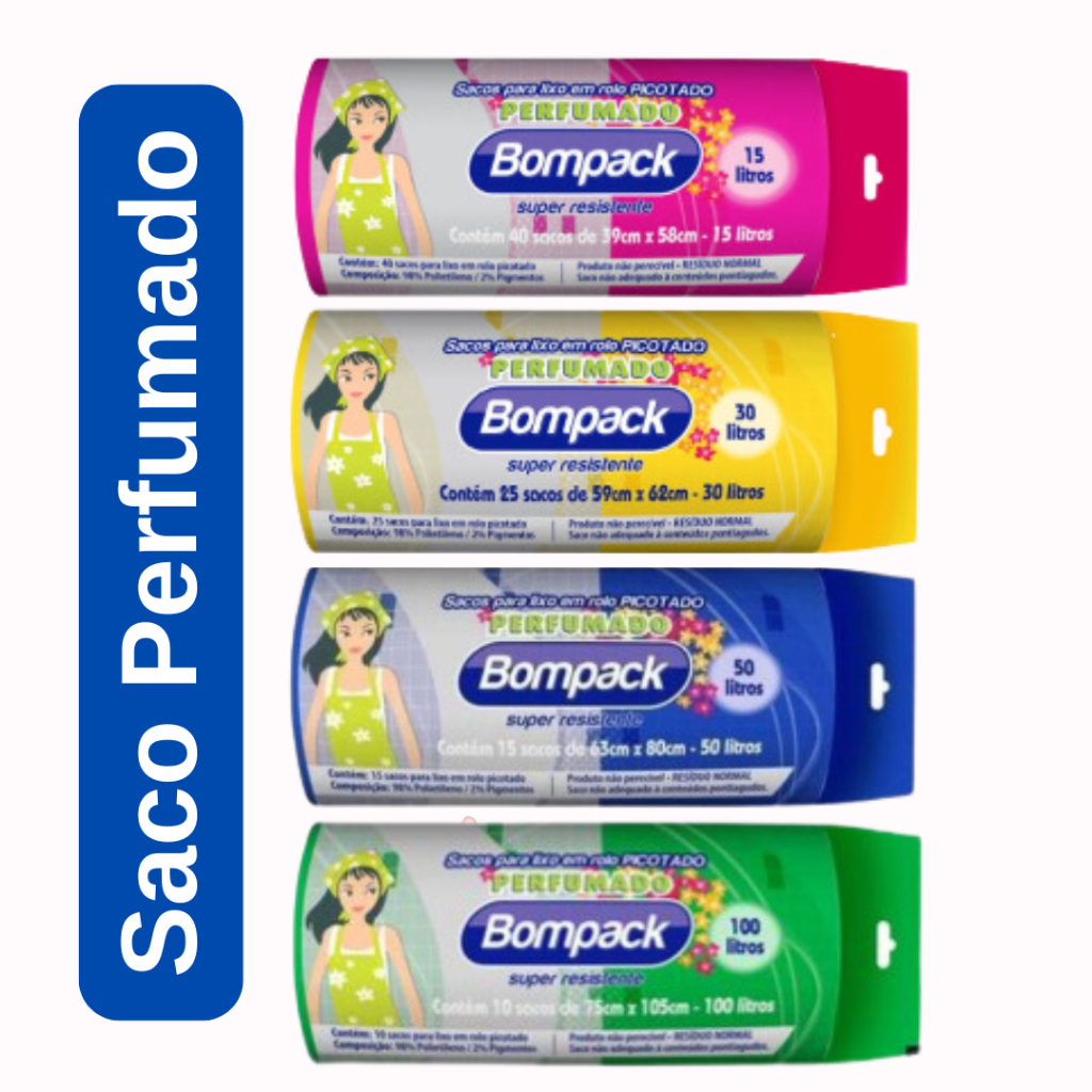 Saco de Lixo Perfumado Azul Super Resistente Anti Odores Cozinha Banheiro