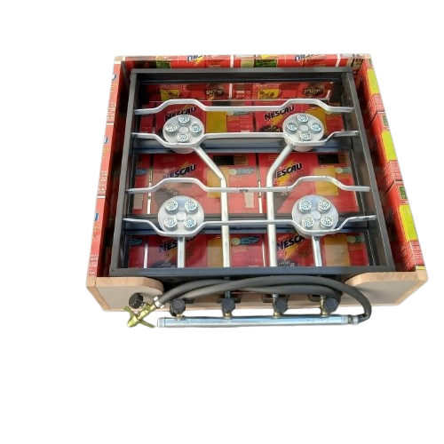 Fogão Fogareiro Alta Pressão 4 Bc Reforçado + Caixa Coletora Caminhoneiro Campin Pesca Cozinha