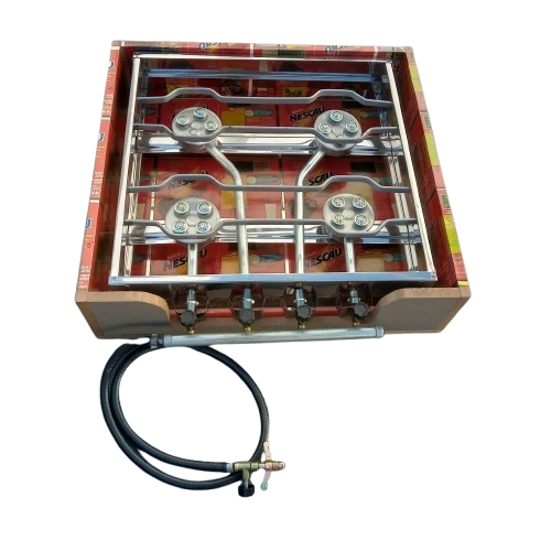 Fogão Fogareiro Inox Alta Pressão 4 Bc + Caixa Coletora Caminhoneiro Cozinha Pesca Camping