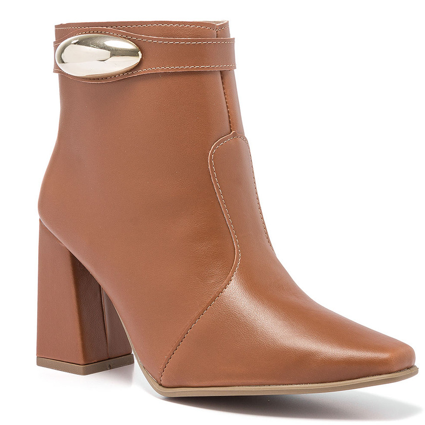 Bota Feminina Cano Curto Lesma Metalizada Salto Bloco Casual Lançamento Confortável em Oferta na Shopee