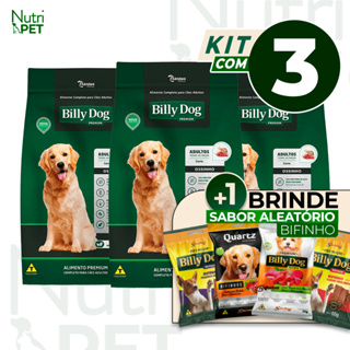 KIT com 3 Ração Billy Dog Adultos Ossinhos Carne em Oferta na Shopee