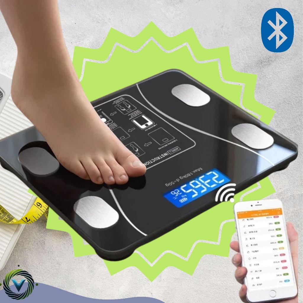 Balança Digital Medidora Corporal Bioimpedância Profissional até 180Kg Aplicativo Bluetooth Vidro