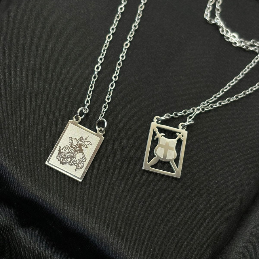 Escapulário Correntinha São Jorge Escudo Masculino Feminino Aço Inoxidável Cor Prata Ouro em Oferta na Shopee
