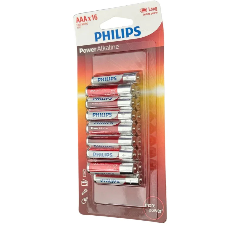 Pilha Alcalina AAA 3a Palito Pequena Philips Com 16 Unidades