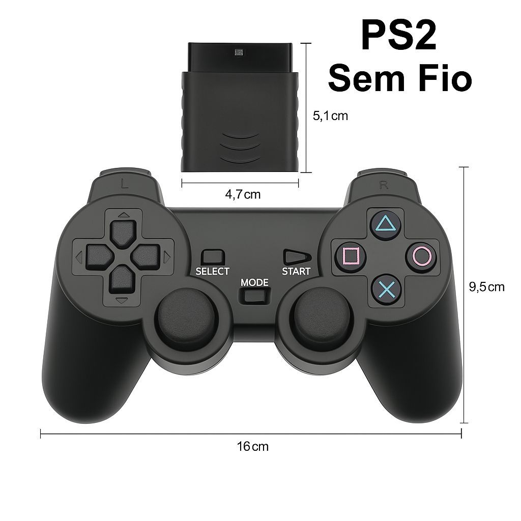 Kit 2 Controle Ps2 Sem Fio Playstation 2 Joystick Play2 em Oferta na Shopee