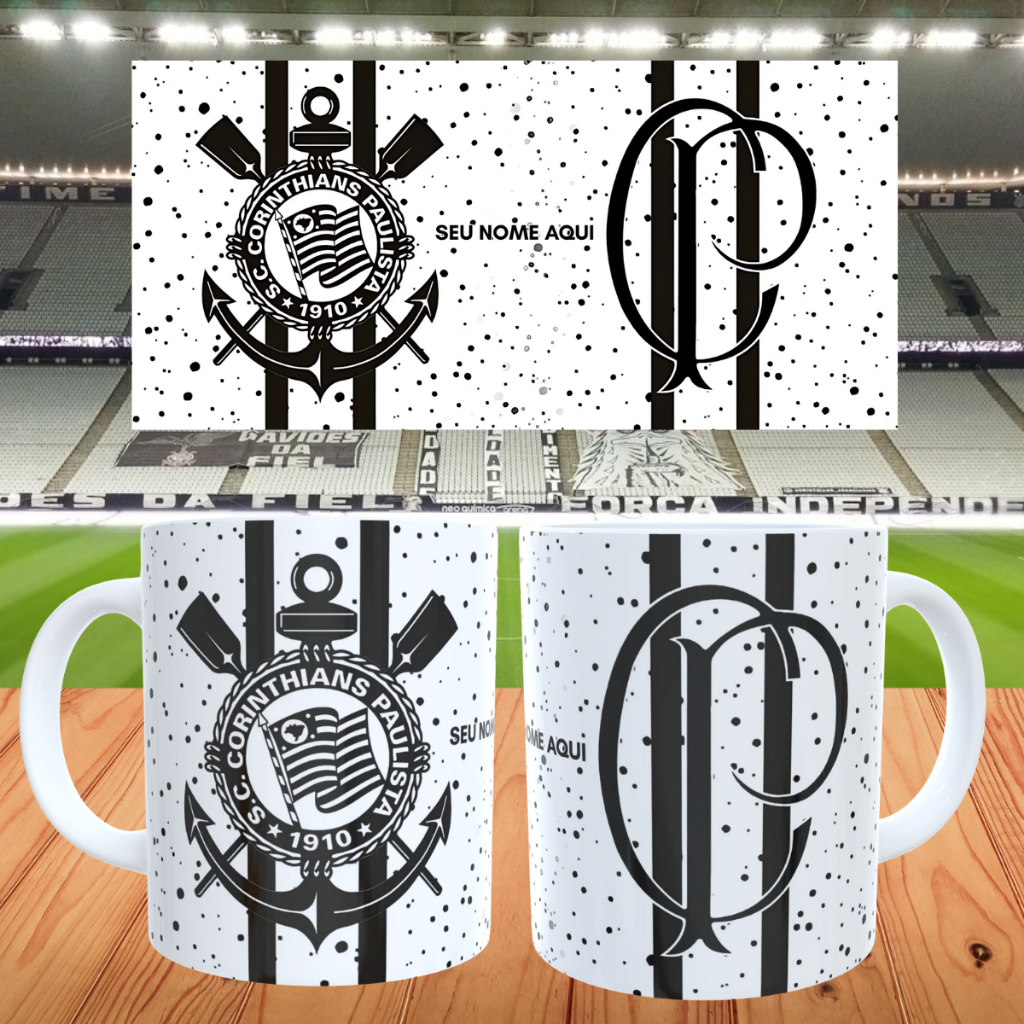 Caneca de Time do Timão Personalizado Cerâmica Presente Namorado Pai Lembrancinha Caneca Colorida