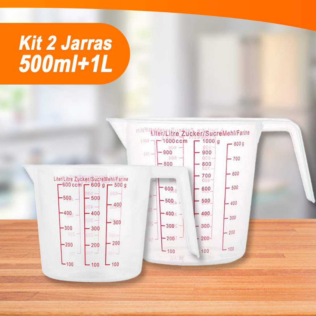Kit 2 Jarras Medidora De Plastico - 1 L + 500ml