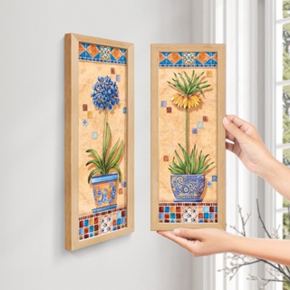 Quadro Decorativo Conjunto Com Moldura e Vidro Banheiro Flores Plantas Para Lavabo Cozinha Sala em Oferta na Shopee