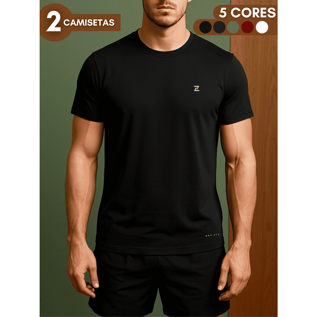 Kit 2 Camisetas Dry-Fit Masculina Tech T-Shirt Academia Musculação Treino Fitness
