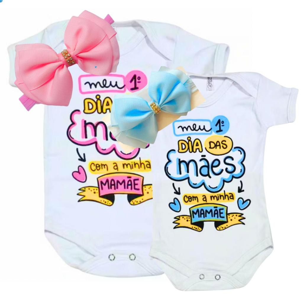 Body Bebê Temático Personagem Mesversário Meu primeiro Dia Das Mães 2025 (PRMOÇÃO)