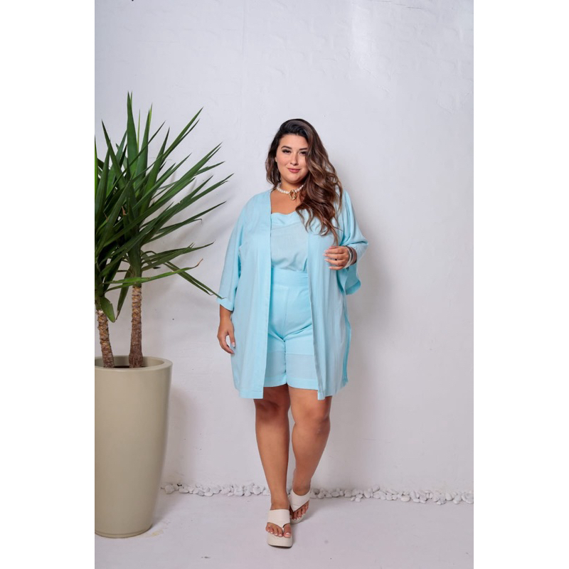 Kimono max, Camisão sem botão , Saída de Praia, Camisa Branca