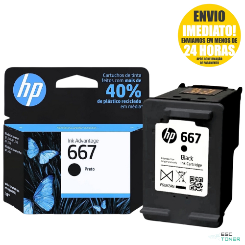 Cartucho de Tinta  667 Preto Original Deskejet Ink Advantage 1275  2374  2375  2376  2775  2776