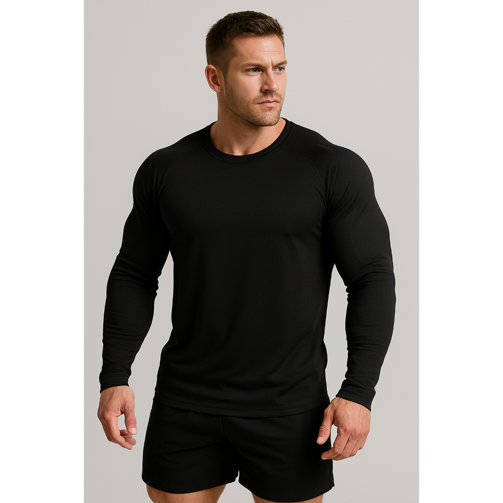 Camiseta de compressão térmica Segunda Pele masculina manga longa Lisa  Proteção Uv Unissex