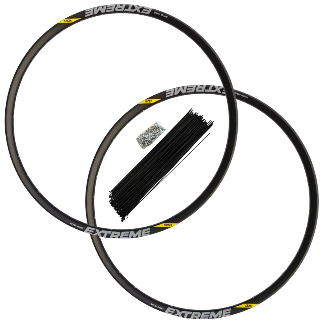 Kit Aro 26 Roda Vzan Extreme Pro Freio À Disco Com Raios E Niples