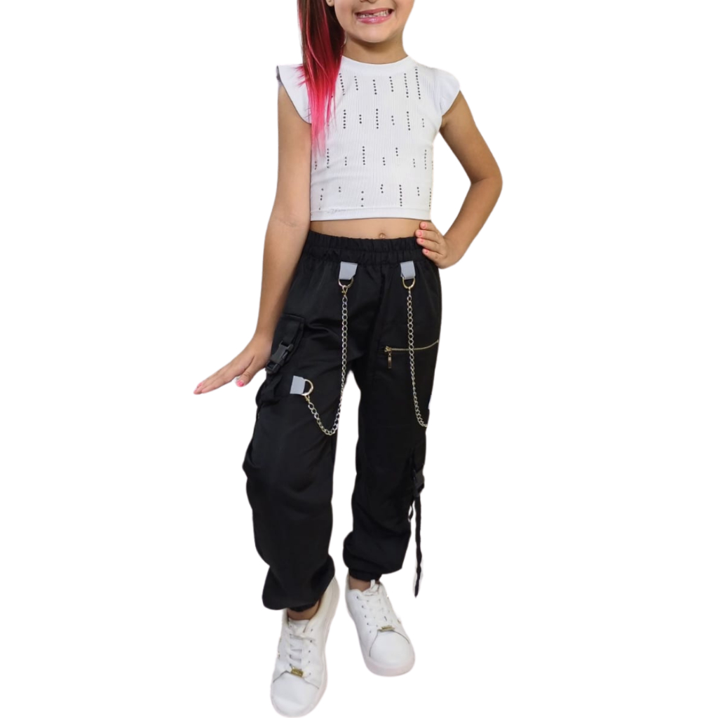 CALÇA JOGGER CARGO PARA MENINAS E MENINOS MODA GRINGA STREET