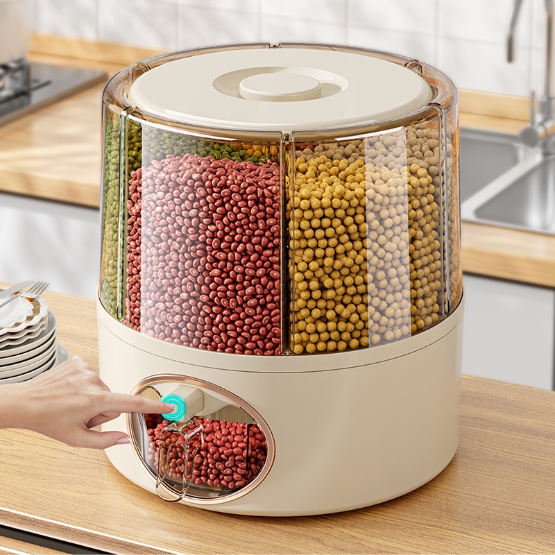 Dispenser De Alimentos e Cereais Organizador Giratório de Alimentos 6 Divisorias Branco