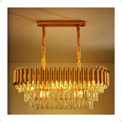 Pendente Lustre 75cm Metal Cristal Dourado