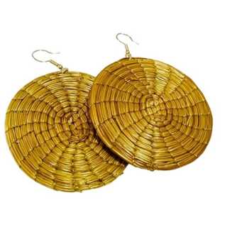 Brinco De Capim Dourado Mandala Natural Moda Feminina Verão Metal Folheado