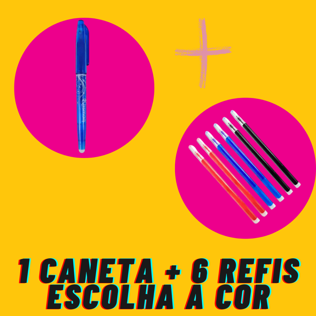 KIT 1 CANETA FANTASMINHA + 6 REFIS - ESCOLHA AS CORES em Oferta na Shopee
