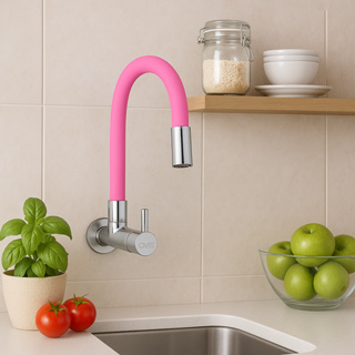 Torneira Metal Rosa Cozinha Parede Gourmet Flexível Luxo em Oferta na Shopee