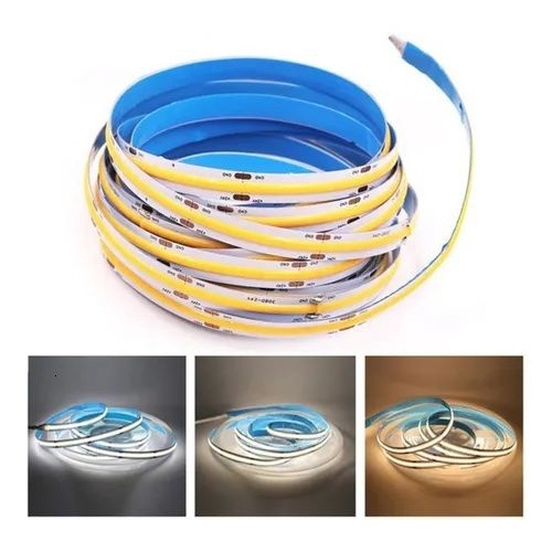 Fita Led Cob Super 5 Metros 12v 320leds Por Metro Ip20 Alto Brilho Com Fonte em Oferta na Shopee