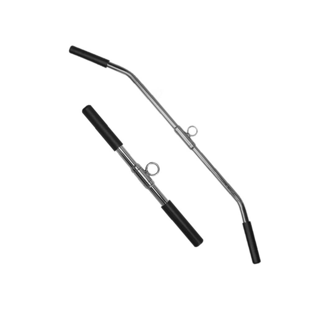 Kit Puxador Pulley De 40cm Reto + 97cm Curvado Cromado