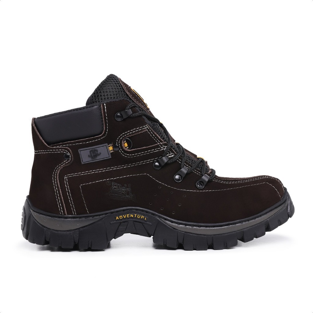 Coturno Masculino Couro Legítimo Impermeável - Adventure, Resistente, Antiderrapante e Confortável
