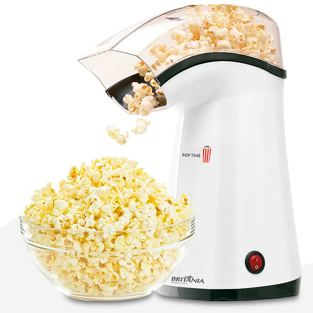 Pipoqueira Elétrica Britânia Pop Time Ar Quente Branco 1200w - Home Appliances